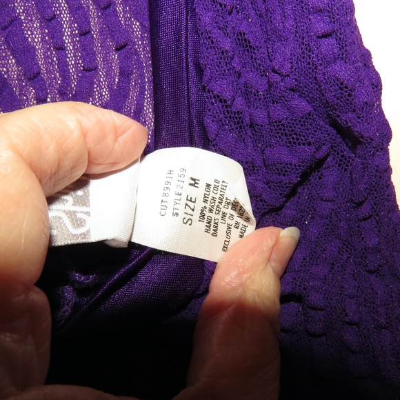 Shirley of Hollywood Purple Stretchy Halter Teddy M - Picture 4 of 4